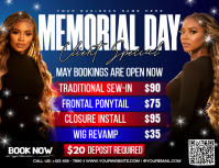 Black Memorial Day Hair Salon Promotion Flyer Template