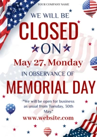 Memorial Day Closed  A4 template
