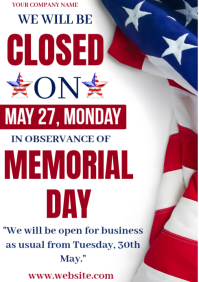 Memorial Day Closed  A4 template