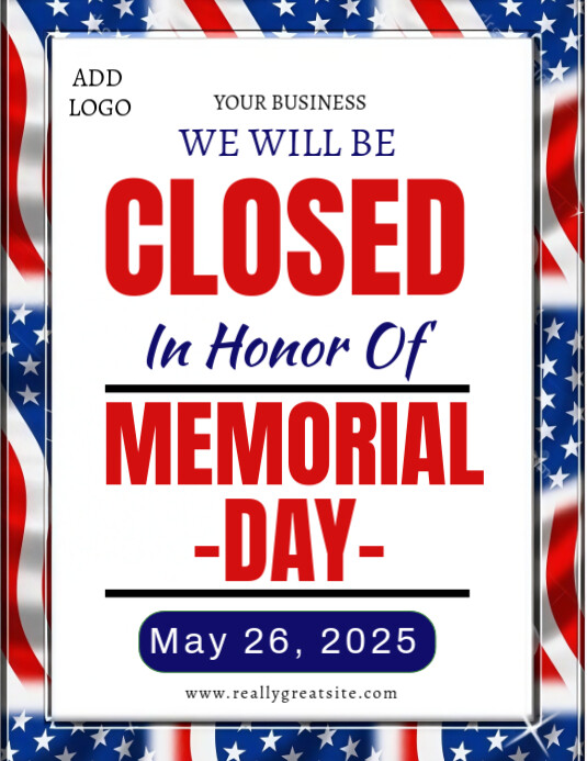 Memorial day closed ad poster 2025 Template | PosterMyWall