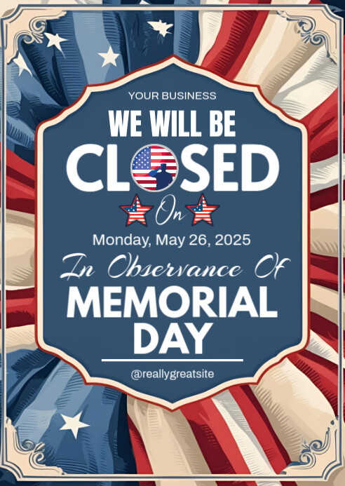 Memorial day closed ad template. A6