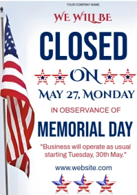 Memorial Day Closed A4 template