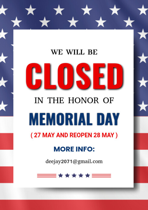 Memorial day closed A4 template