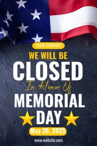 Memorial Day Closed  Poster Cartaz template