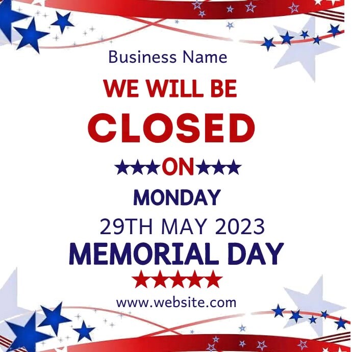 Memorial day closing Template | PosterMyWall
