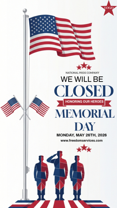 Memorial Day Closure Announcement Template | PosterMyWall