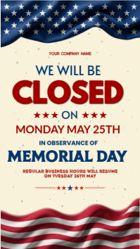 Memorial Day Closure Announcement Instagram Story template