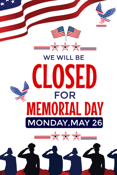 Memorial Day Closure Announcement Template | PosterMyWall