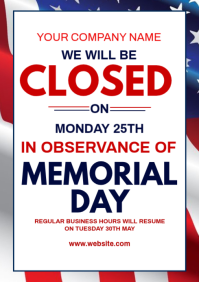 Memorial Day Closure Notice A4 template