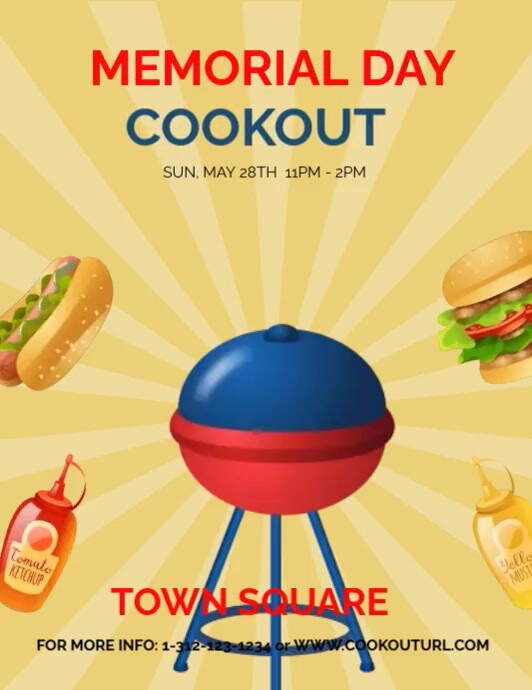 Cookout Sign Customized Memorial Day Cookout Template | PosterMyWall