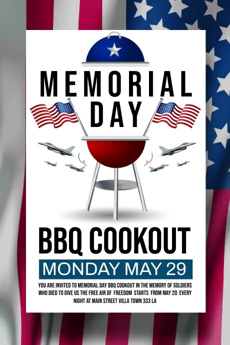 Cookout Sign Customized Memorial day cookout Template | PosterMyWall