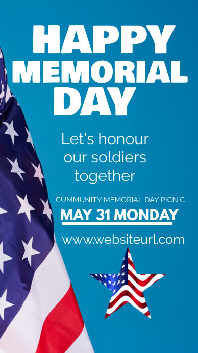 Memorial Day Cookout Flyer, Memorial Day Cook Instagram Story template