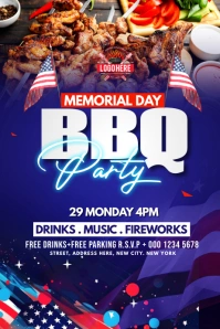 Memorial day cookout flyer Banner 4' × 6' template