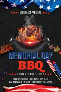 Memorial Day Cookout Flyer Баннер 4' × 6' template