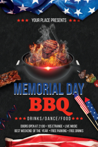 Memorial Day Cookout Flyer Banner 4' × 6' template