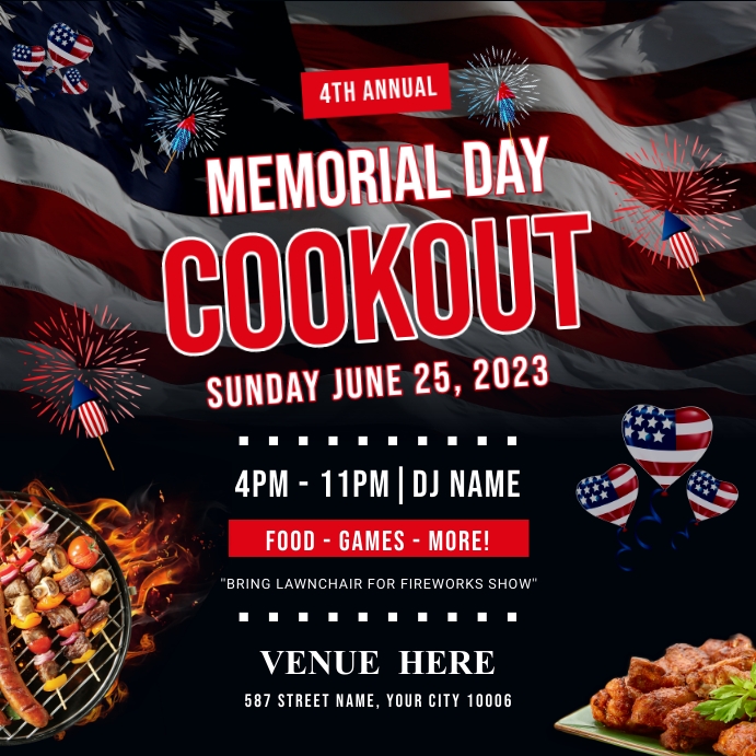 Memorial Day Cookout Instagram Post Wpis na Instagrama template