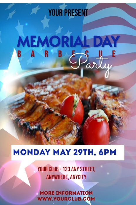 Memorial Day Cookout Invitation Poster Plakkaat template