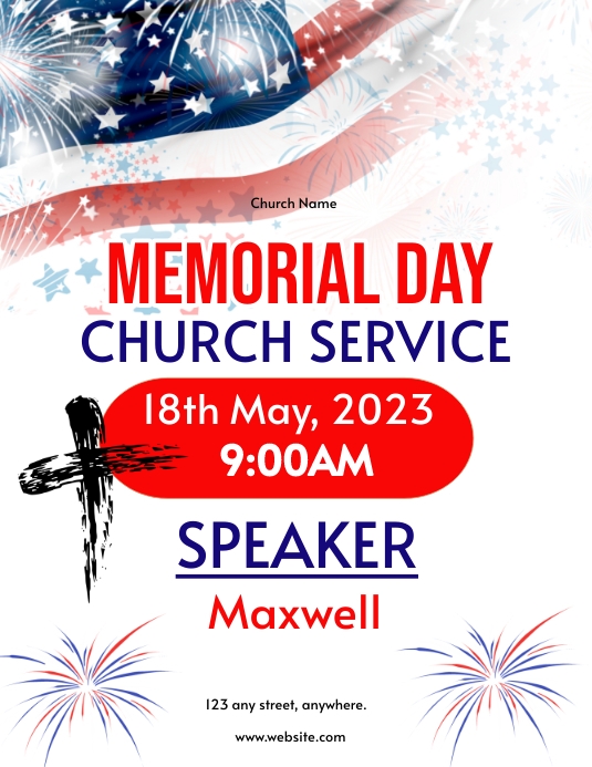 memorial day curch service invitation (1) 传单(美国信函) template