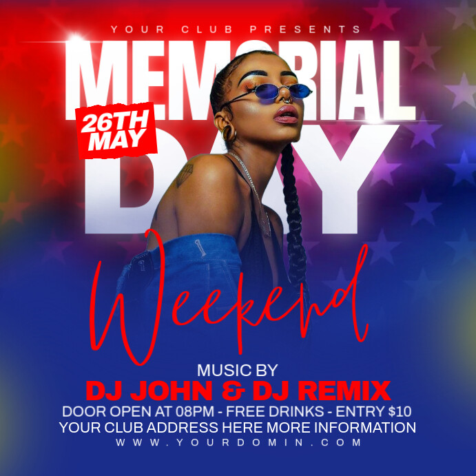 memorial day Instagram 帖子 template