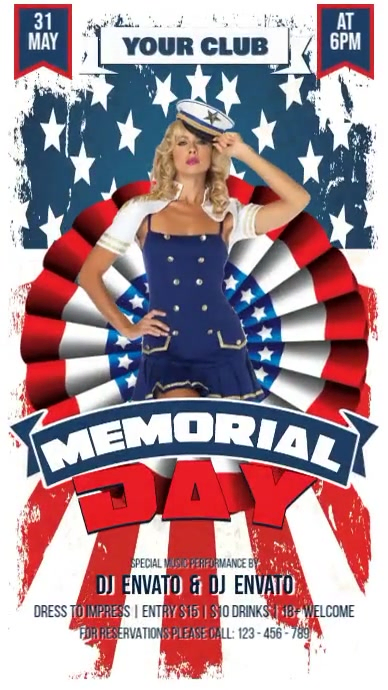 Memorial Day Display งานแสดงผลงานแบบดิจิทัล (9:16) template