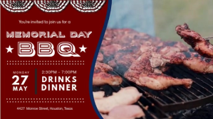 Memorial Day Facebook Banner BBQ Invitation template