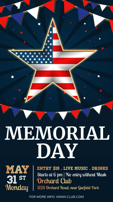 Memorial Day Flyer, federal holiday Instagram Story template