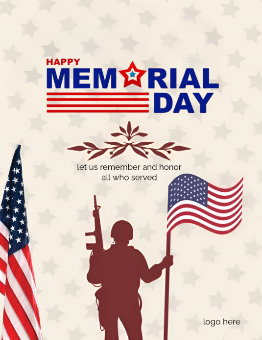 White Memorial Day Flyer Flyers Template | PosterMyWall