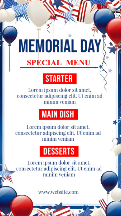 Memorial Day Memu Instagram Story template