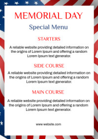 Memorial Day Menu A4 template