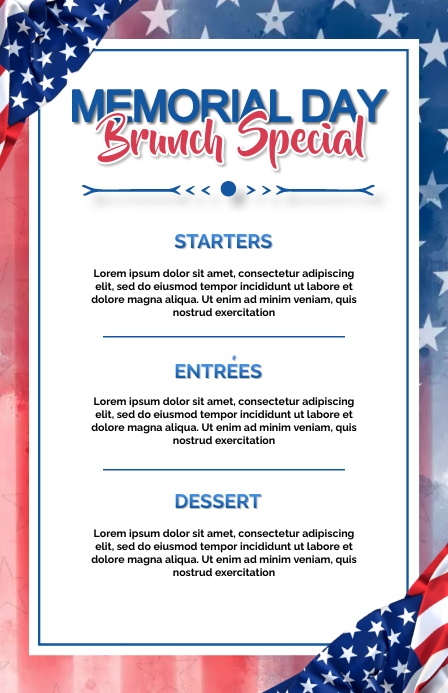 Memorial Day Menu Template | PosterMyWall Memorial Day Menu Template | PosterMyWall