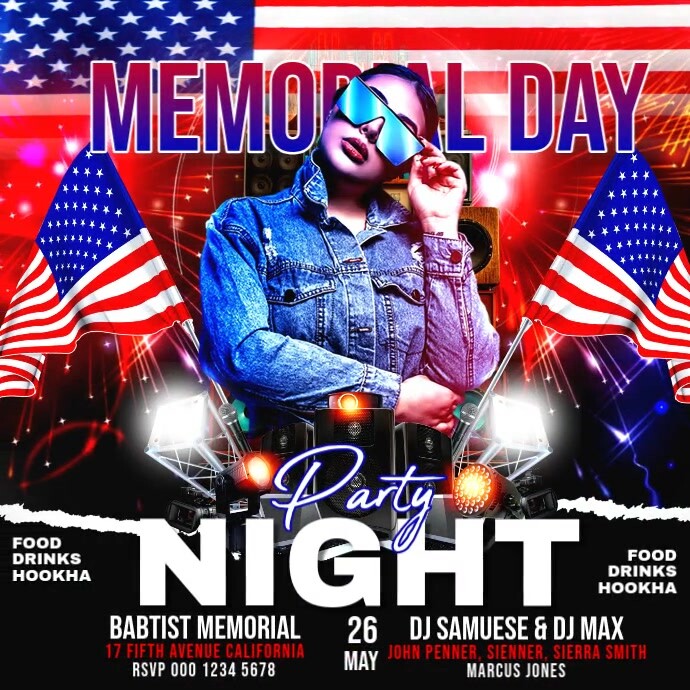 Memorial Day Night Party Flyer Template | PosterMyWall