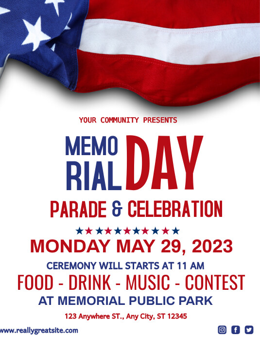 Memorial day parade & celebration flyer. Template PosterMyWall