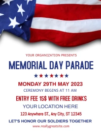 Memorial Day parade flyer template. Pamflet (Letter AS)