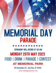 Memorial Day parade flyer. Folheto (US Letter) template