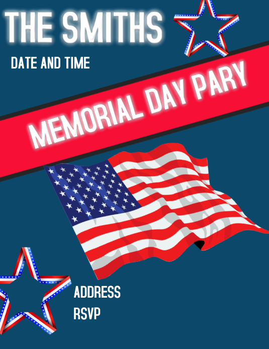 MEMORIAL DAY PARTY EVENT  BLOCK PARTY Flyer (US Letter) template