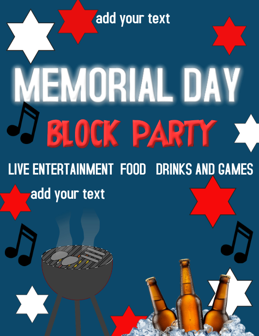 MEMORIAL DAY PARTY EVENT BLOCK PARTY Template | PosterMyWall
