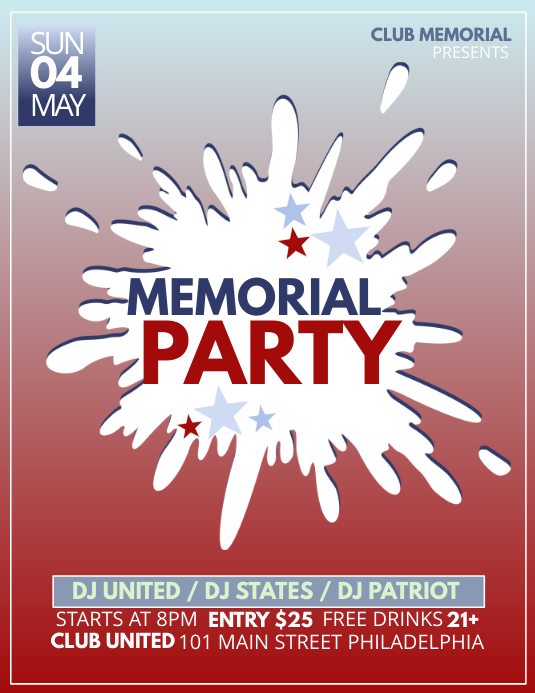 Memorial Day Party Template | PosterMyWall