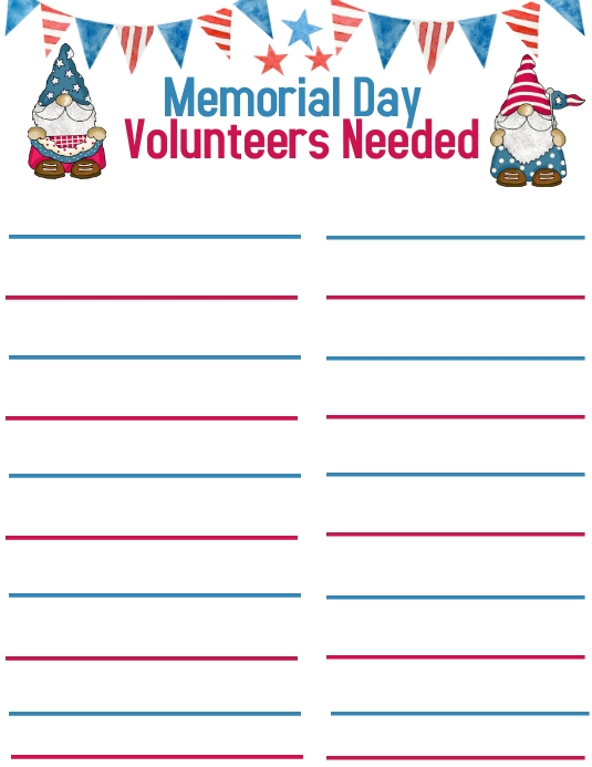 Copy of Memorial Day Patriotic Sign Up Sheet PosterMyWall
