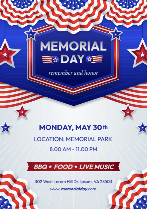 White Memorial Day Poster A4 Template | PosterMyWall