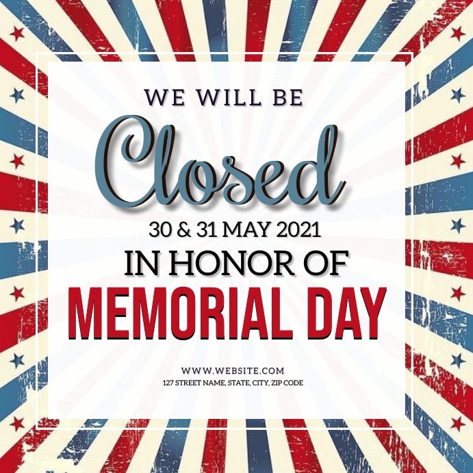 MEMORIAL DAY SHOP CLOSED NOTICE TEMPLATE PosterMyWall