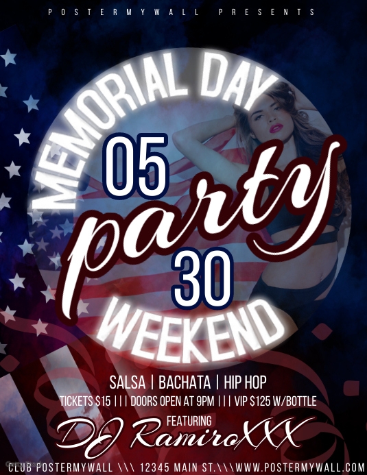 Memorial Day Weekend Club Flyers Template | PosterMyWall