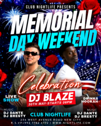 Memorial Day Weekend Night Club Music Dj Event Celebration Nightclub Promotion Online Poster Design Instagram Portrait template