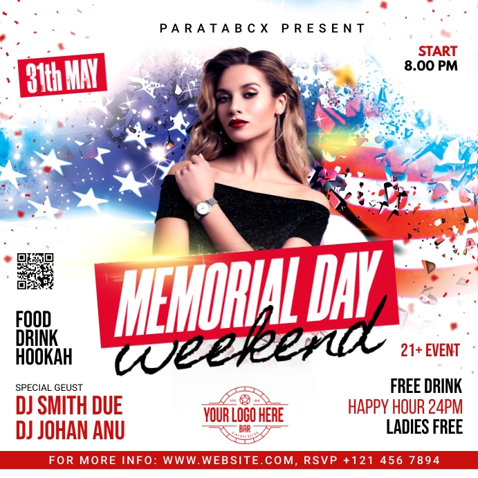 Memorial Day Weekend Party Flyer Template PosterMyWall