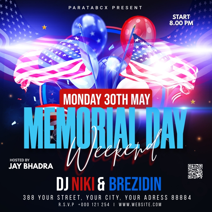 Memorial Day Weekend Party Flyer Template PosterMyWall