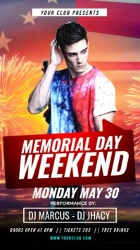 Memorial Day Weekend Party Video Flyer Instagram Story template