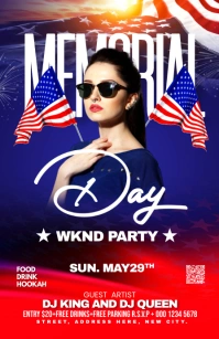 Memorial day Wknd party Half Page Wide template