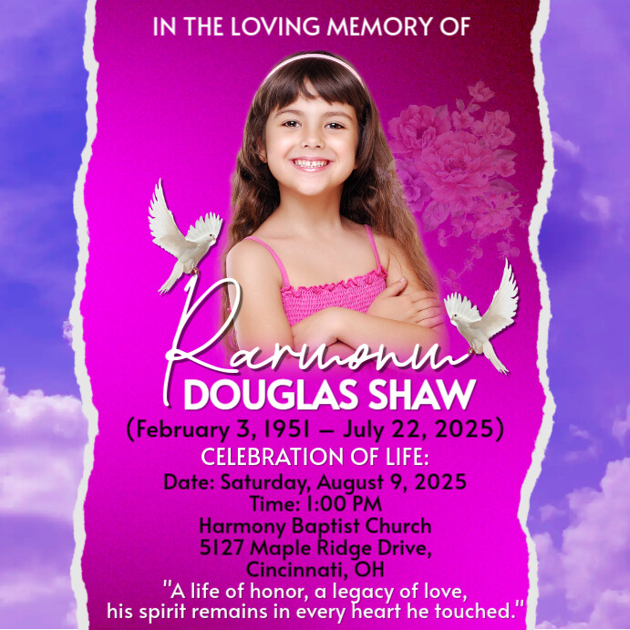 Memorial Funeral Announcement Flyer, Funeral Instagram Plasing template