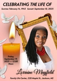 Memorial Funeral Announcement Flyer, Funeral Announcement Template, Funeral Invite Invitation, Rest A3