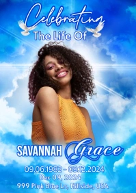 Memorial Funeral Announcement Flyer, Funeral A1 template