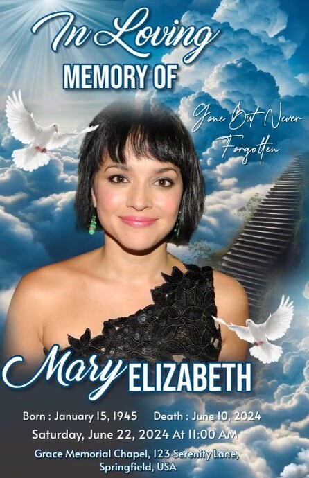 Memorial Funeral Announcement Flyer, Funeral Tabloid template